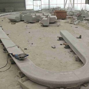 日喀则布 芝麻白花岗岩弧形花坛石，坐凳石