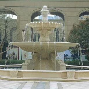 日喀则布 黄金麻花岗岩异型加工——户外庭院石雕流水喷泉