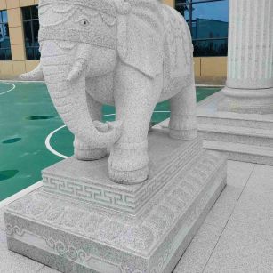 日喀则布 白麻花岗岩动物异形石雕-大象