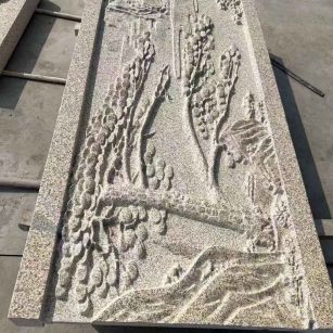 日喀则布 黄金麻雕刻板浮雕迎客松