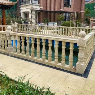 日喀则布黄金麻花岗岩石材栏杆，扶手，将军柱，花瓶柱