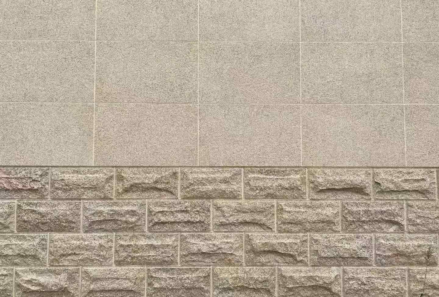 日喀则布 黄金麻自然面蘑菇石配荔枝面干挂