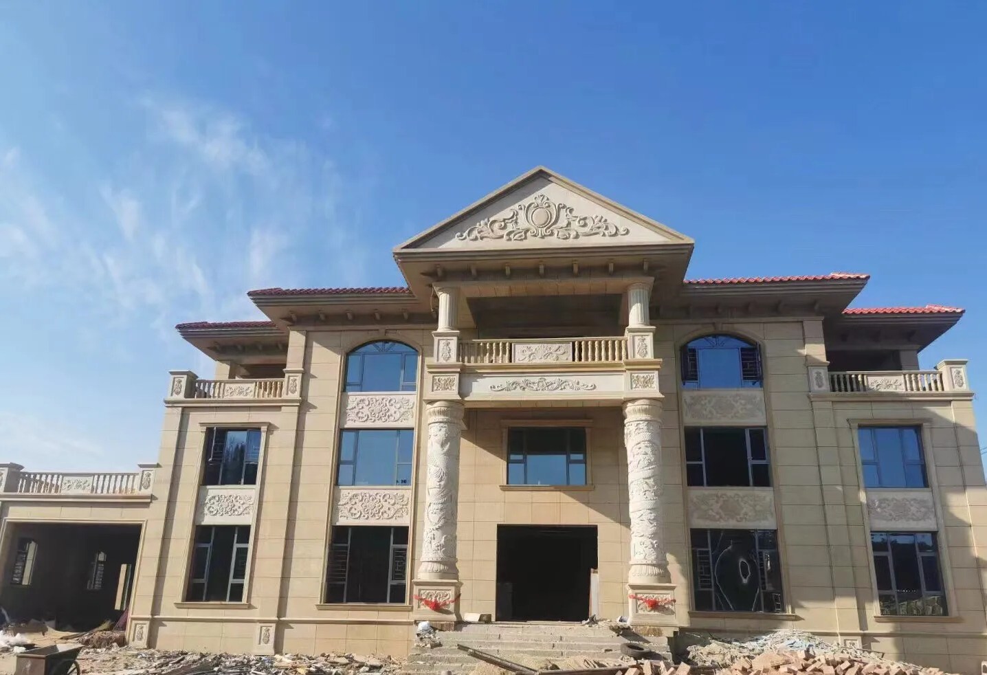 日喀则布 黄金麻花岗岩别墅外墙干挂