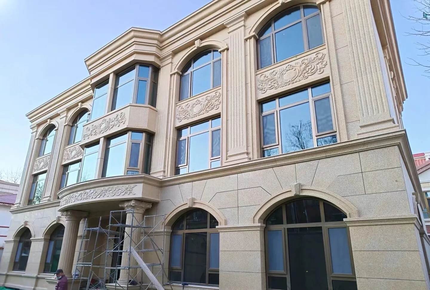 日喀则布 黄金麻花岗岩别墅外墙干挂